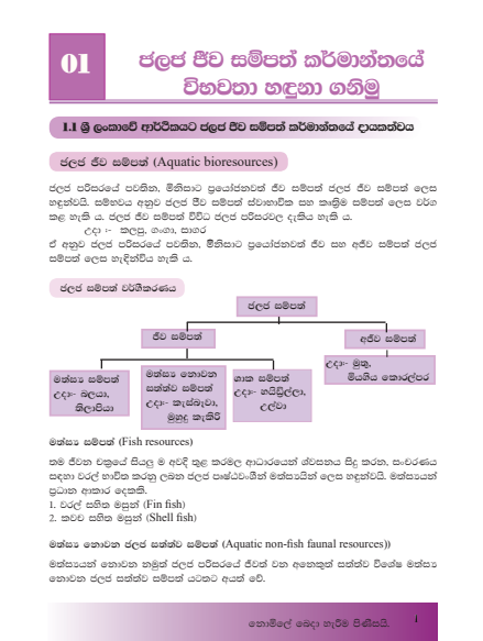 Grade 10 Aquatic Bioresources Technology textbook | Sinhala Medium – New Syllabus. 