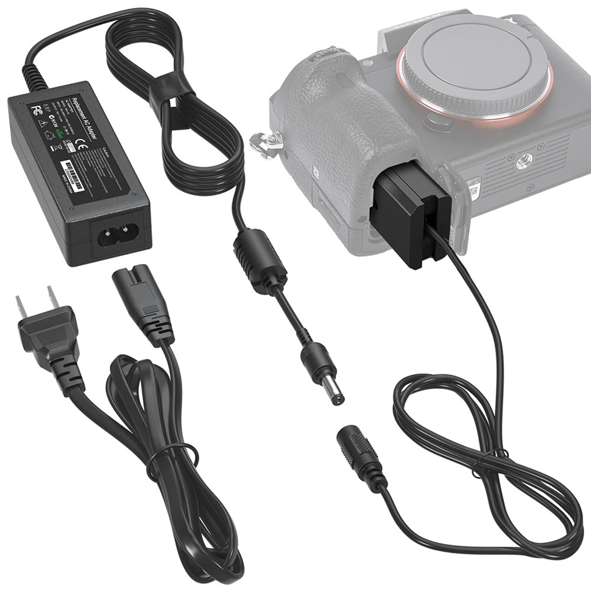 AC-PW20 NP-FW50 Dummy Battery AC Power Supply Adapter DC Coupler Kit for Sony Alpha A5100 A6500 A6400 A6000 A55 A7. 
