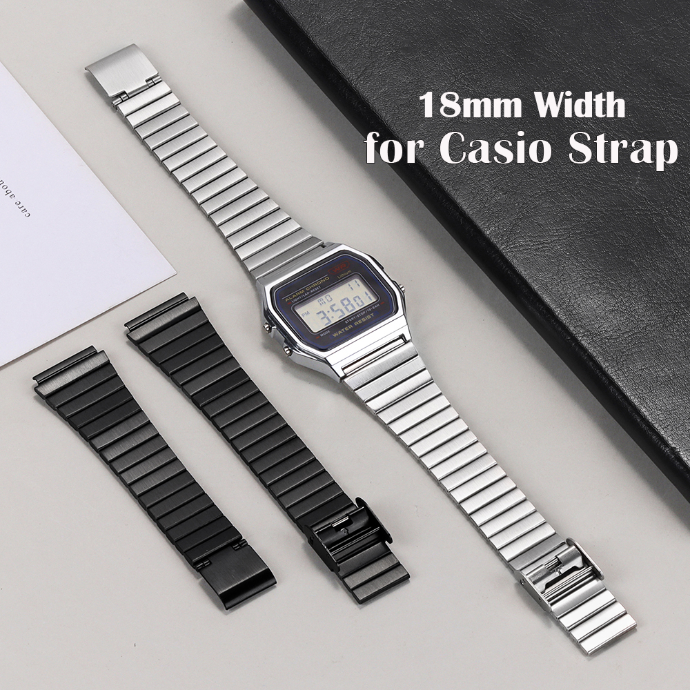18Mm For Casio F-91W Stainless Steel Watchband For SGW400 F91W F84