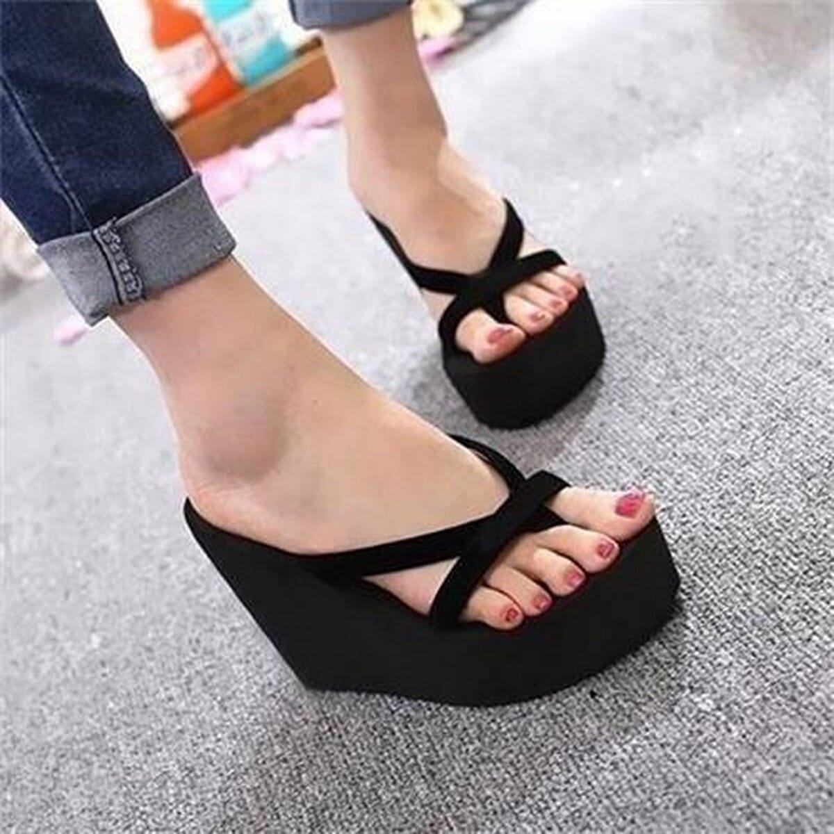 high heel flat sandals