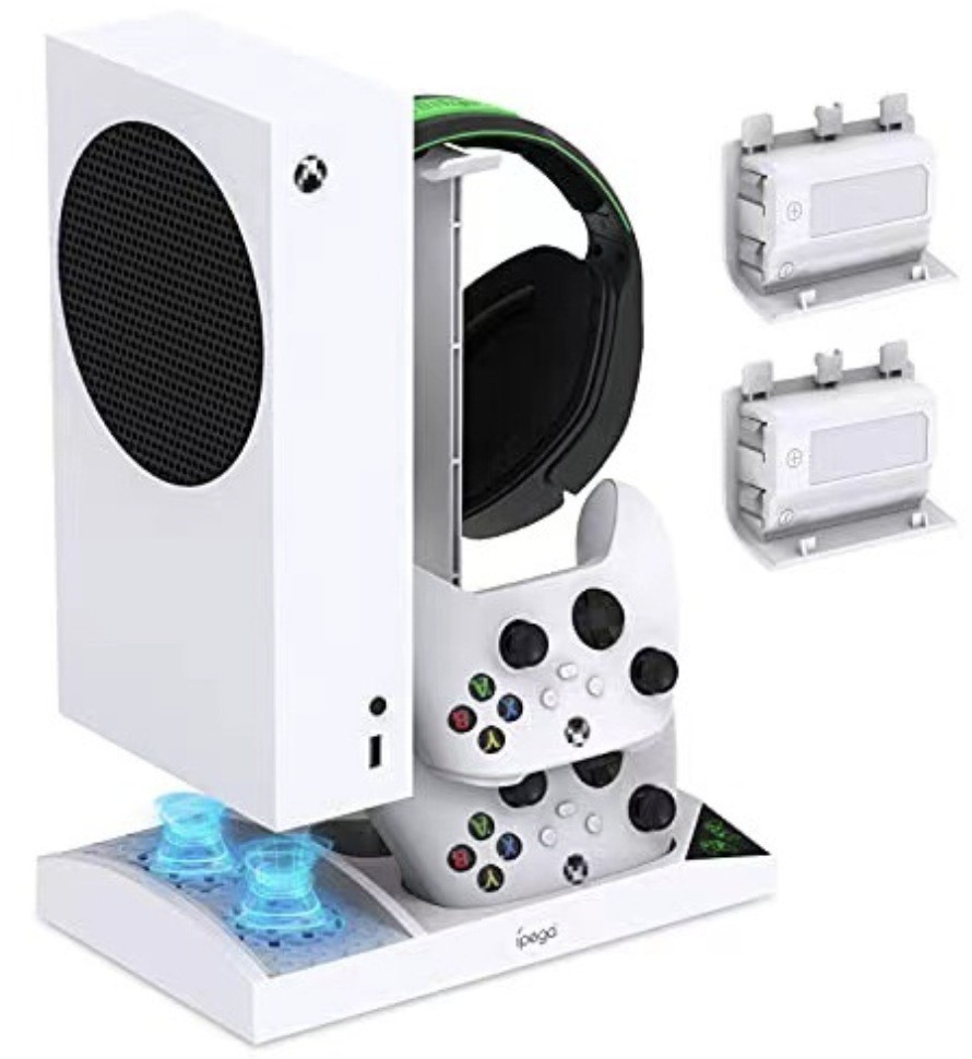 Xbox Series S Game RGB Console Cooling Base Dual-handle Charging Stand with Headphone Stand Game Disc Stand Myhappinessisyou. 