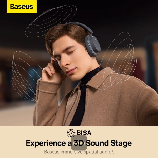 Baseus Bowie D05 Wireless Headphones Noice Reduction 70Hr Battery Grey 6 Months Warranty. 