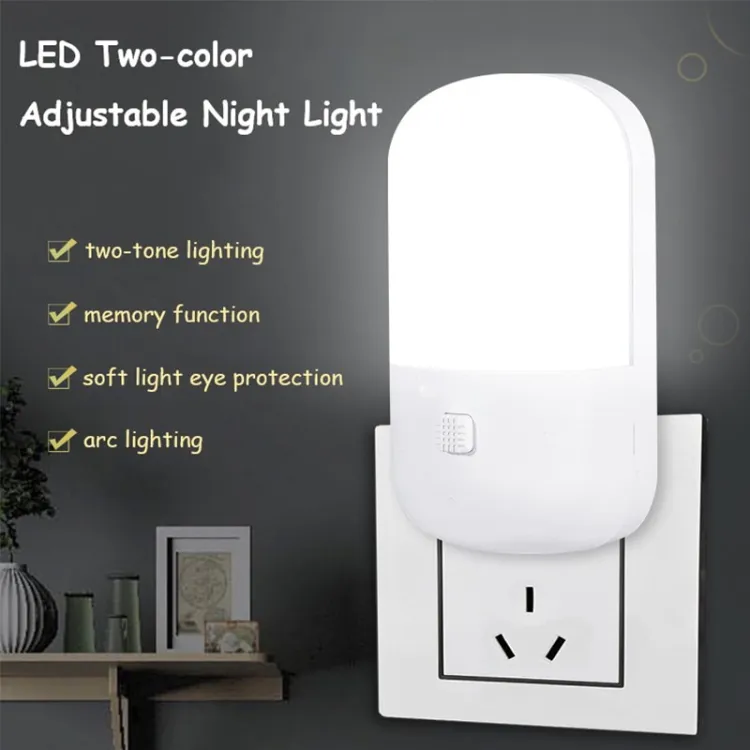 Energy Saving 3W Night Light Plug in LED Feeding Socket Lamp Indoor Lighting Bedroom Night Bedside Lamp US EU Two color NEW