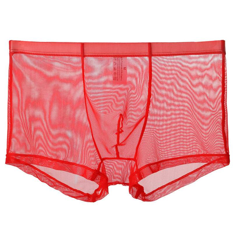 BZEL Men's Panties Big Size Thin Transparent Underwear Mid-waist Mesh Boxer Breathable Nude Youth Boxer. 