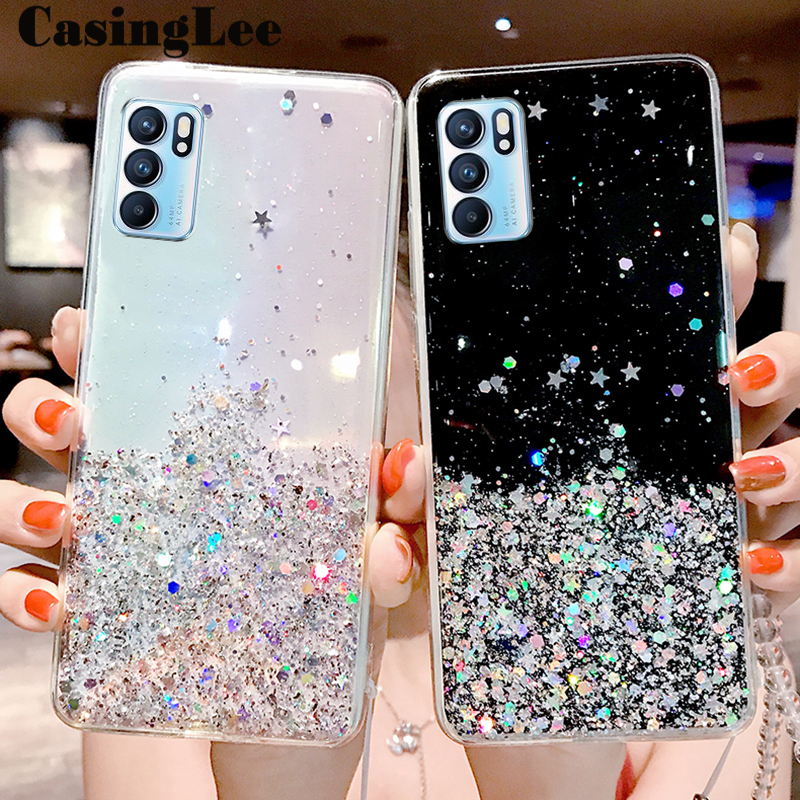 oppo reno 6 back cover glitter