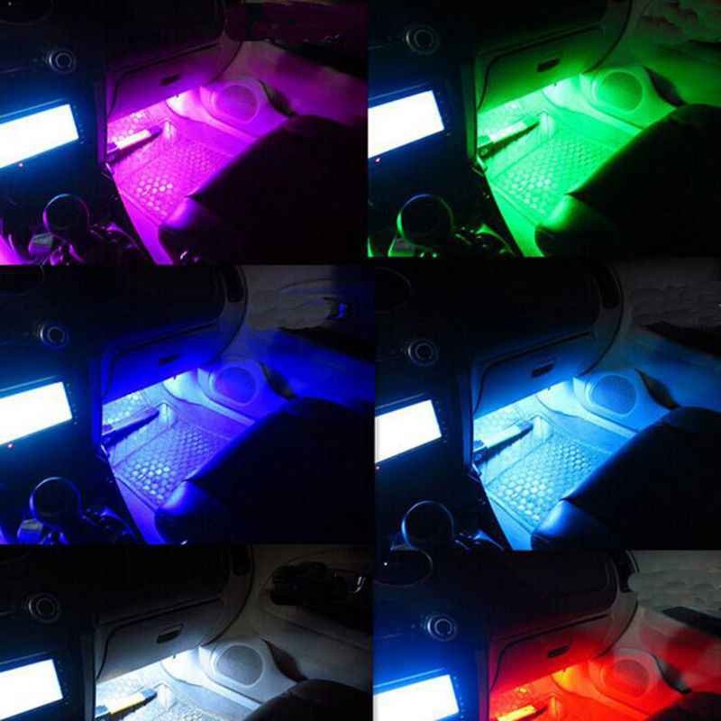 4pcs 12v Car RGB LED Strip Light LED Strip Lights Colors Car Styling Decorative Atmosphere Lamps Car Interior Light With Remote. 