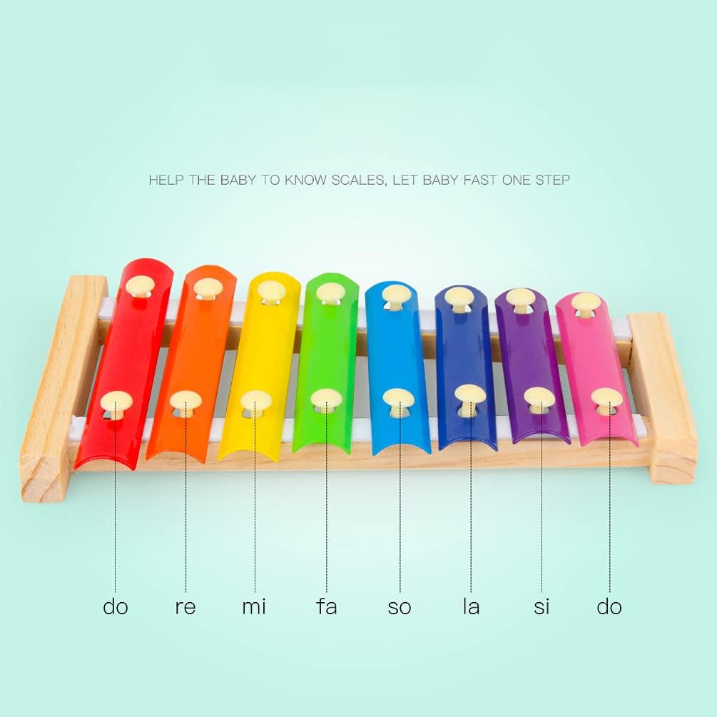Colorful 8 Tones Hand Knock Musical Instrument Xylophone Knock Instruments Toy Baby Instrument Mallet Children Toy Music Enlightenment Gifts for Children. 