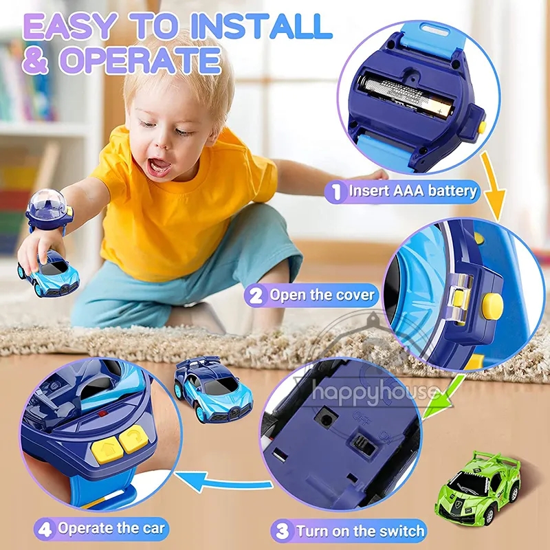 Boy Girl Mini Remote Control For Kids With Protective Cover USB Charging Alloy Adjustable Strap Racing Car Watch Toy Birthday. 