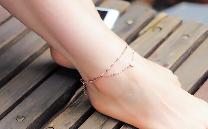Double Heart Beach Anklet for Women Zinc Alloy Adjustable Fashion Jewelry 22cm Plus Extension. 