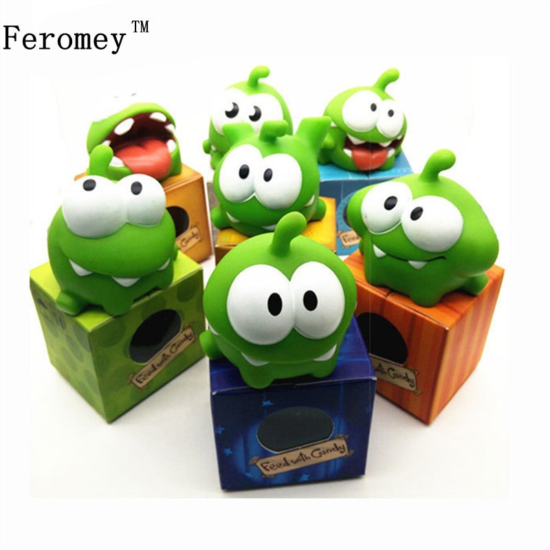 【Serendipity party】Cut The Rope Frog Action Figure Dolls Game The Rope Frogs OM NOM Candy Gulping Monster Bath Toys 7cm. 