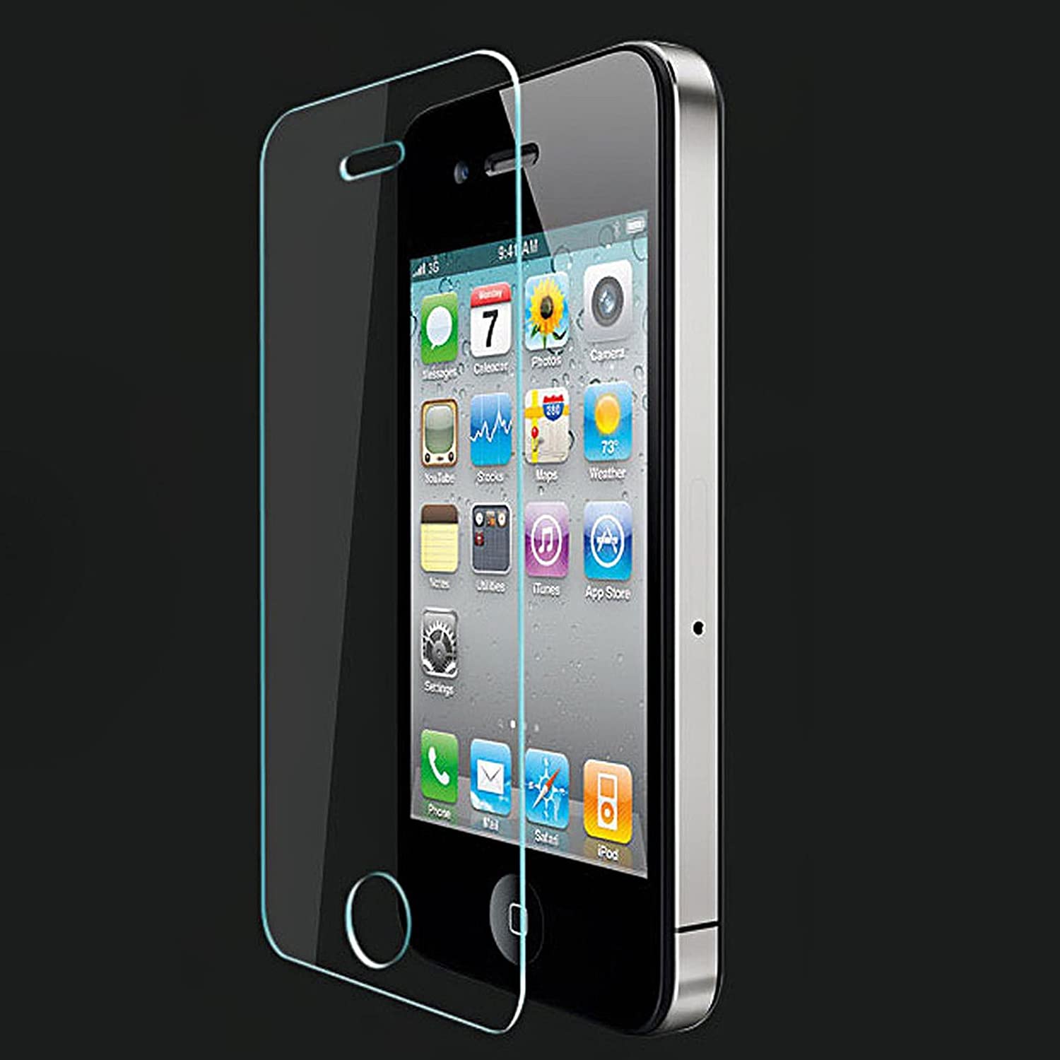 Appl iPhon 4S / 4 / 4G Premium 3D (Front + Back) Diamond Pattern Mirror Tempered Glass - Screen Protector. 