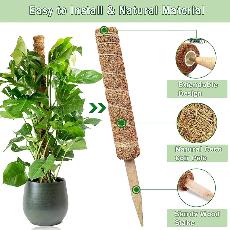Coir Pole, 2pcs 40cm Monstera Plant Support, Moss Pole For Cheese