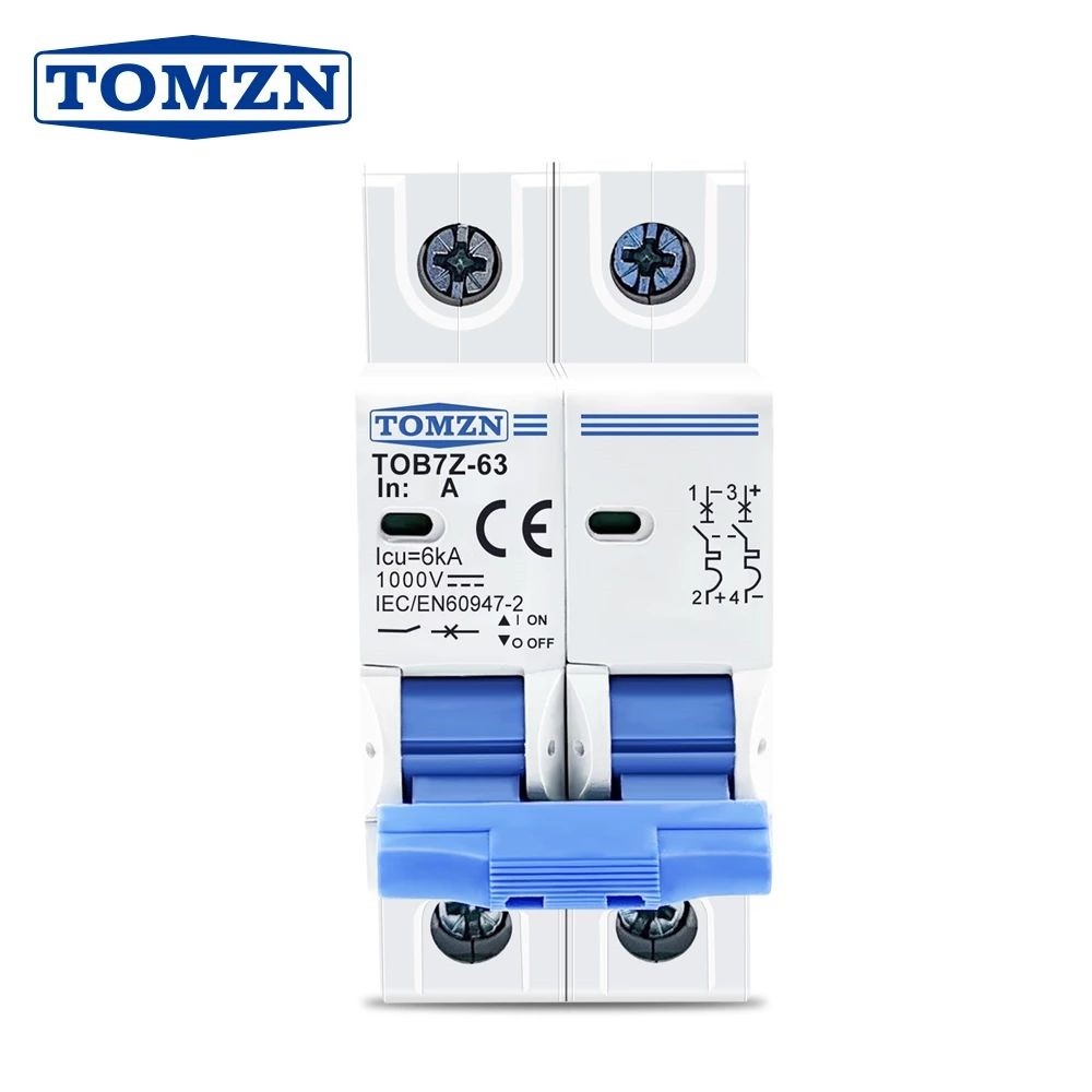 Trip switch [20A/32A] TOMZN MCB DC 2P 1000V C20 20A - C32 32A Circuit Breaker Solar Panel. 