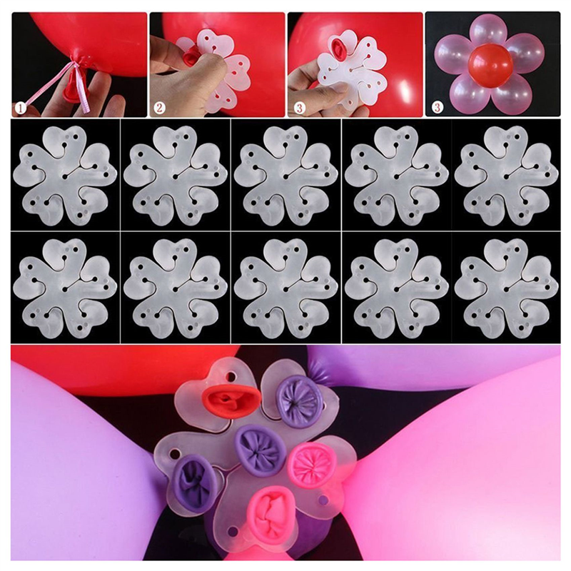 Pack of 200 Portable Flower Shape Balloon Clips Holder for Wedding Event Decorations Birthday Party Supplies. 