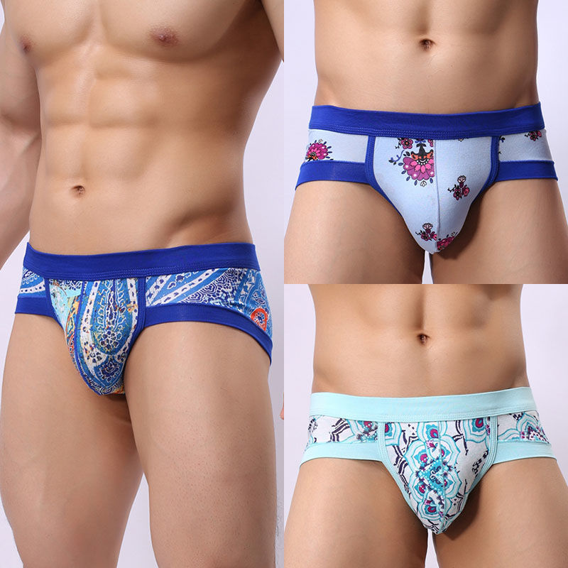 Underwear Men's Briefs Men's Modal Mid-Waist Breathable Comfortable Underpants Youth Trendy Personalized Printed Shorts. 