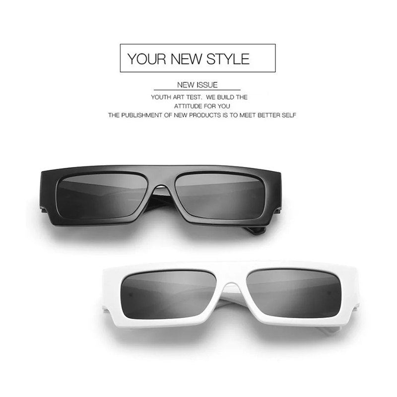 Women's Hip-hop Square Sunglasses Men Hole Design White Sun Glasses Blue Ladies Vintage Shados Eyewear UV Protection Moyao