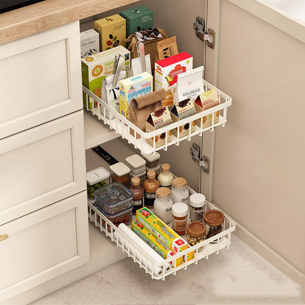 Kidlove Pull Out Cabinet Organizer, 2 Pack Metal Heavy Duty Slide Out ...