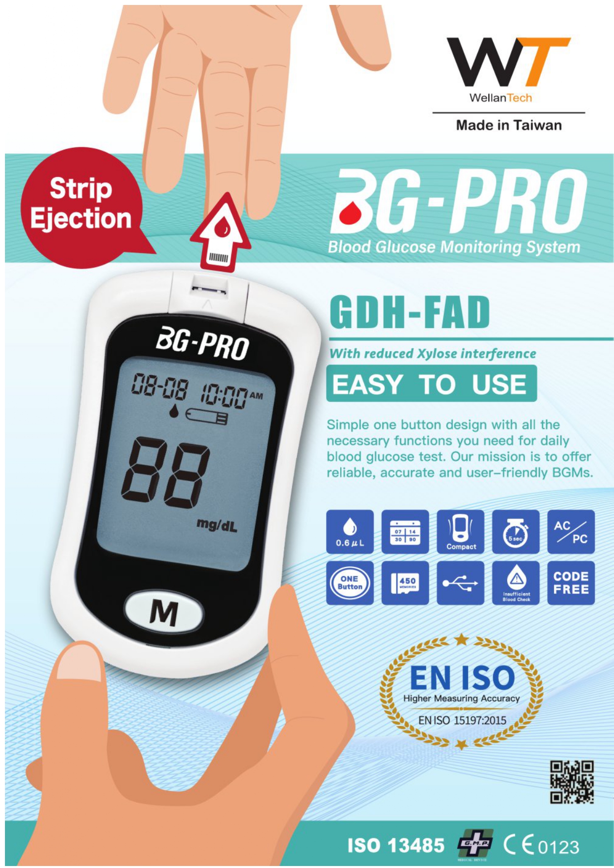 BG Pro GM56A Glucometer – 5 Years Warranty. 