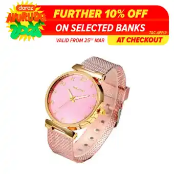 pink leather watch