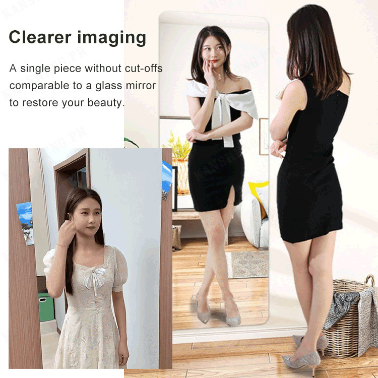 【BestGO】kansheng Acrylic soft mirror self-adhesive full-length mirror wardrobe door mirror wall sticker. 