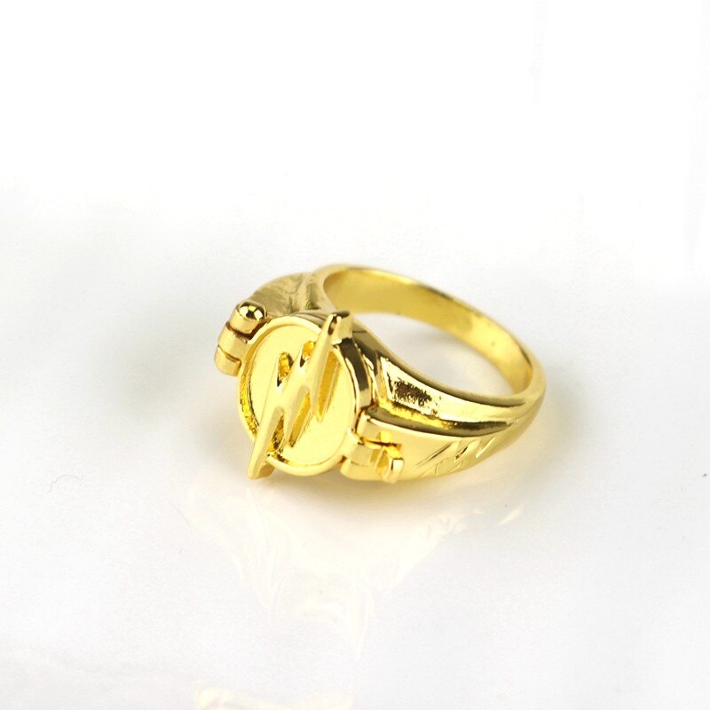 dongsheng DC Comics The Flash Reverse-Flash Ring Can Open Cover Lightning Logo Superhero Jewelry Cosplay for Men Women-25. 