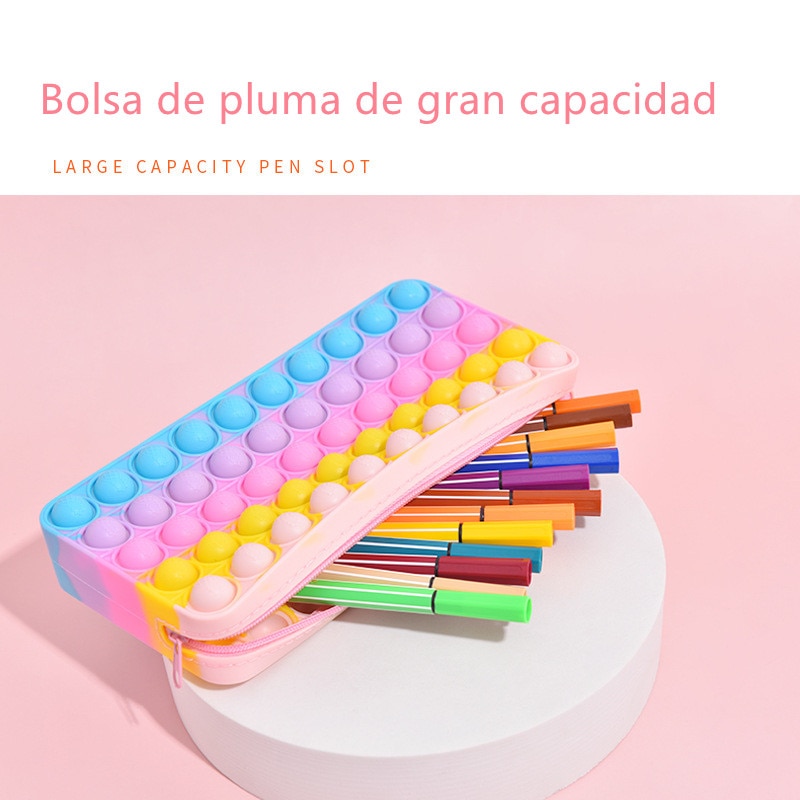 Large Bolsa Antistress Push Pop Bag Squishmallow Pencil Silicone Stationery Storage Bag for Kids. 