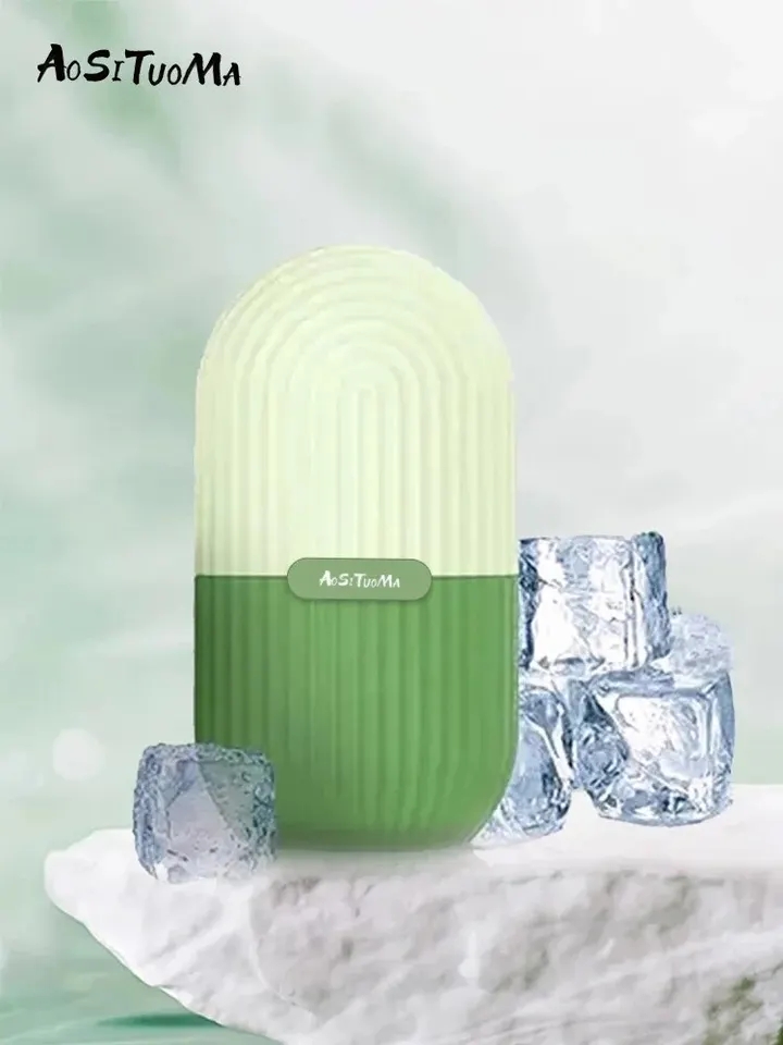 Face and Eye Reusable Ice Face Roller Ice Cube Mold Puffiness Relief Tighten Skin Silicone Ice Cube Massager for Brightening Skin Anti- wrinkles Reducing Acne. 