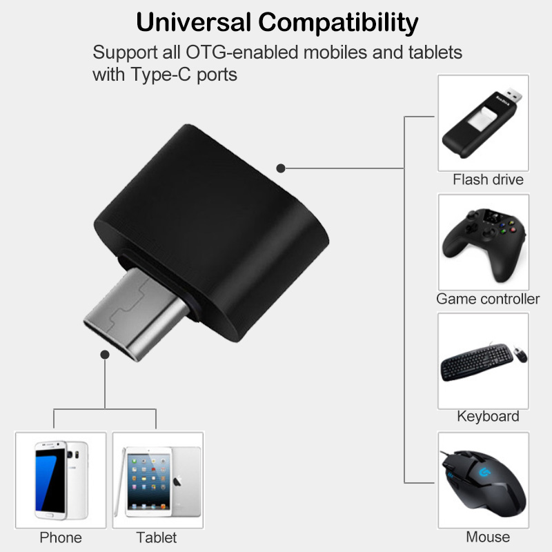 【Huaxiacuye8718】2Pcs Type USB OTG Adapter for Redmi Note 8T 7 8 9 Pro Max USB-C OTG Connector for Redmi 8 8A K20 K30 Pro 5G. 