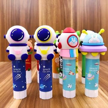 Space Explorer Gluestick ( Caeative Solid Adhesive Stationary Kawaii Cartoon Animal Silicone Head 8G Solid Adhesive). 