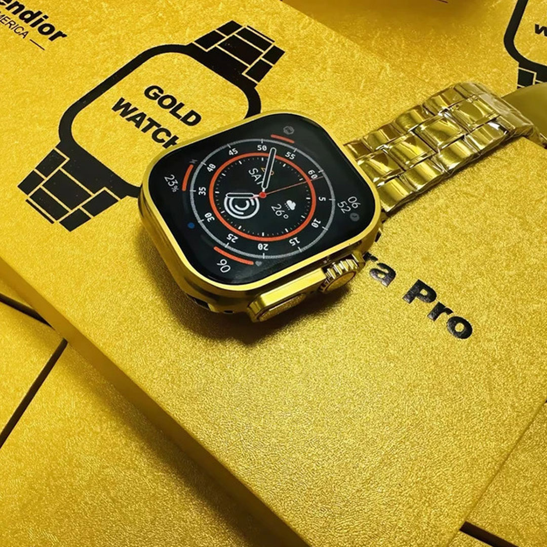 G9 Ultra Pro Gold  Smart Watch Hk 9Ultra Fendior New G9 Ultra Pro Gold Ultra Series i20 Ultra Suite with airpods Hk 9 Ultra Watch Wireless Charging. 
