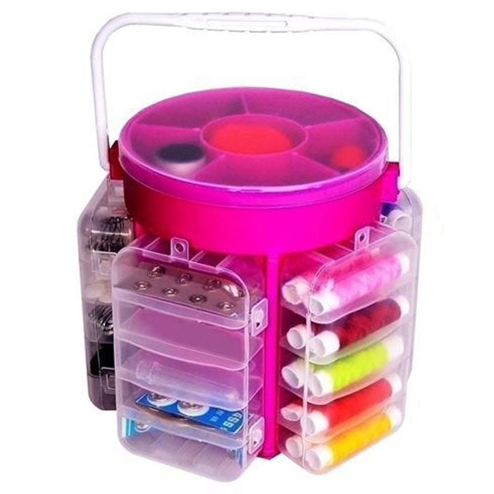Multi Functional Super Sewing Kit Mishrit 210 Pieces Sewing Kit Deluxe Needle Thread Buttons Set Travel Storage Box 210-Piece Sewing Kit Storage Caddy Organizer, Multicolour