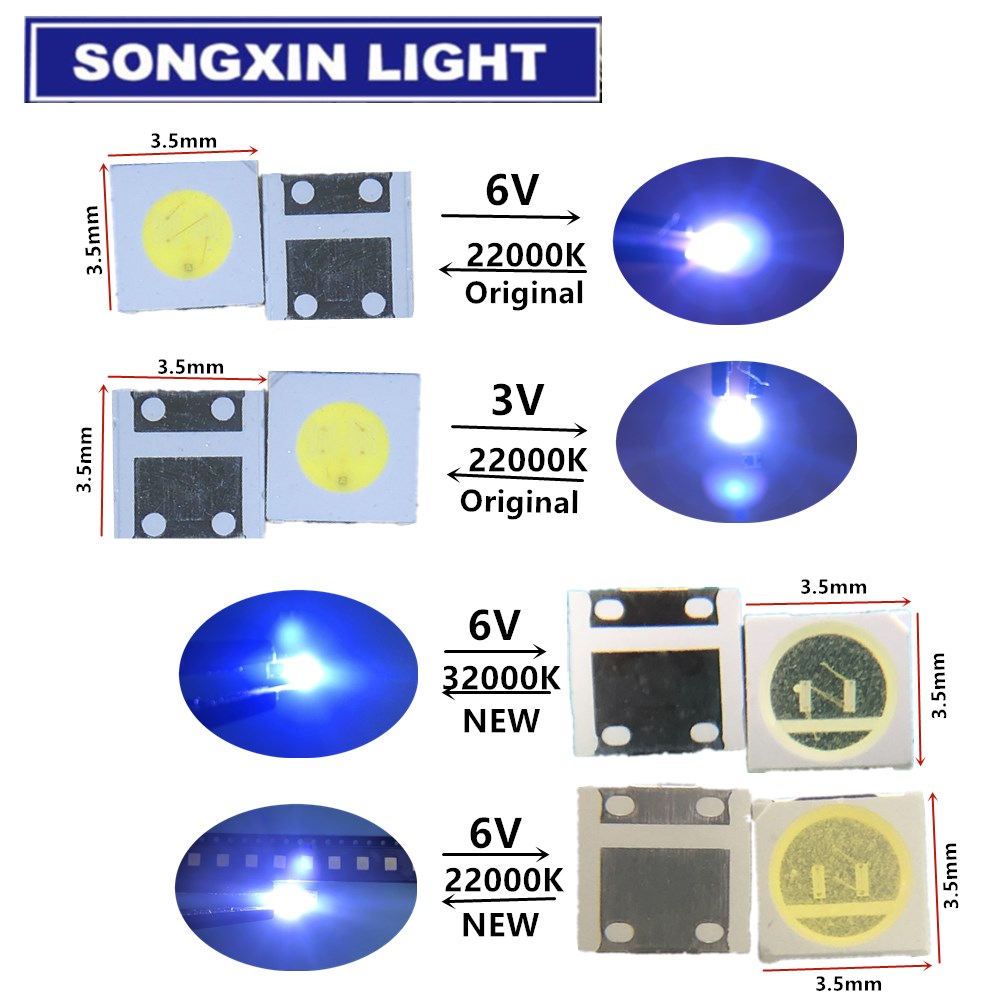【beauty code】50-100pcs New Original For LG/Seoul/Sharp/Uni/Samsung/Lumens LED 2W 1W 3V 3535 Cool cold white LCD Backlight for TV smd. 