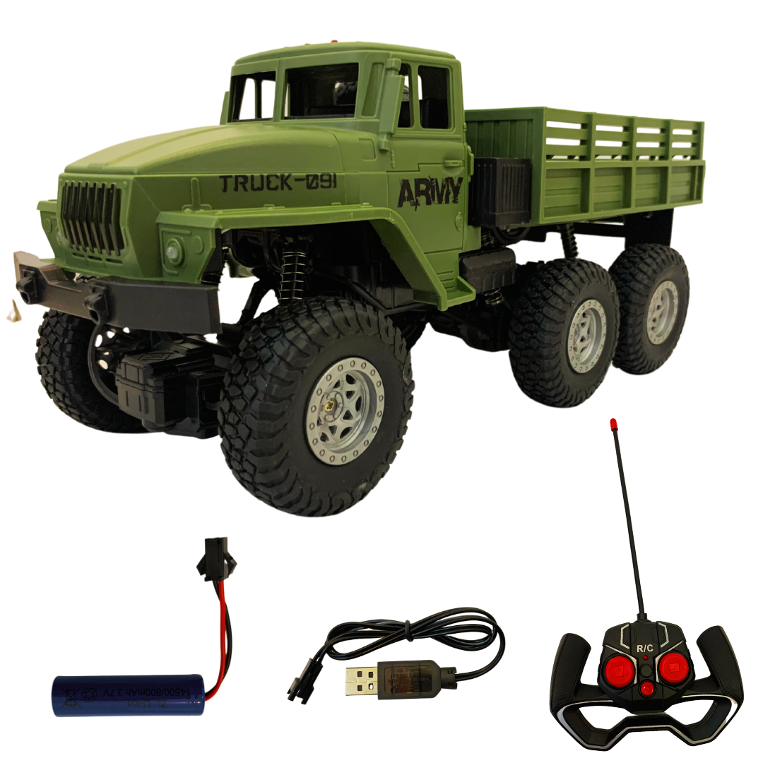 RC Car, 1/16 Model Remote Control Six-Wheel Drive Military Truck RC Toy Car (Green)