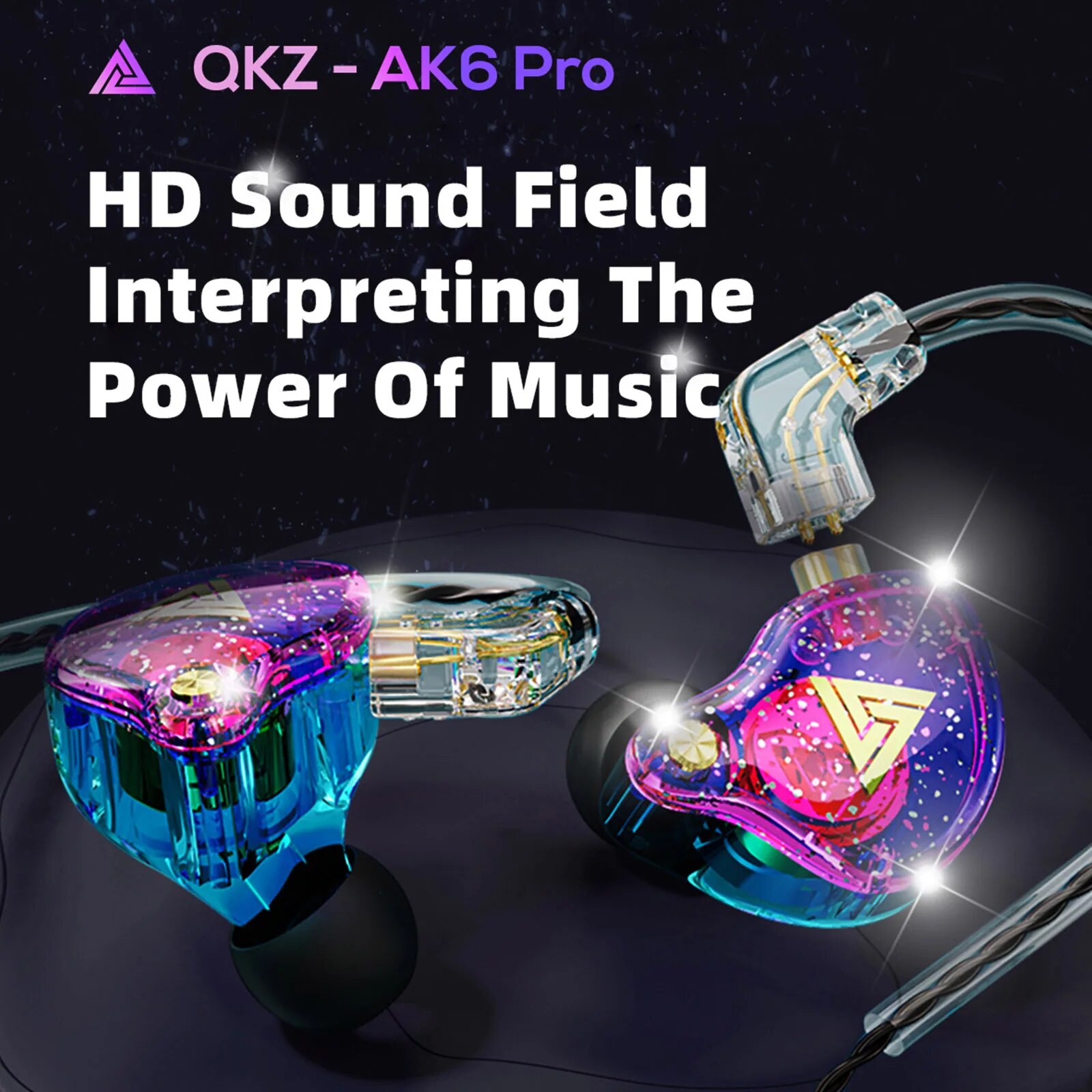 QKZ AK6 Pro 3.5mm Wired Headphones Dynamic Music Earphone Detachable Headphone Cable Ear Hook Sports Headset In-ear Earbuds. 