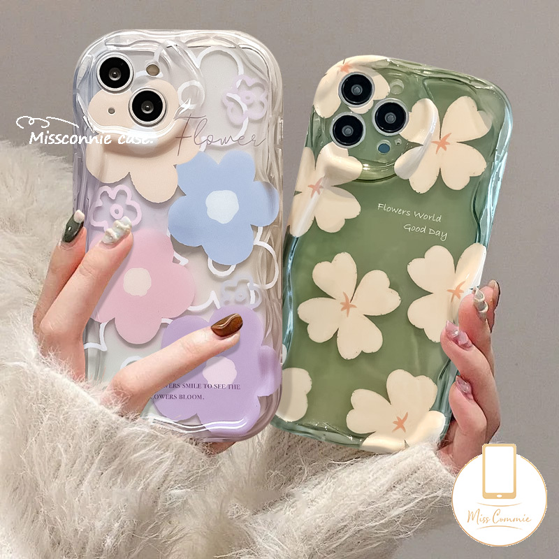 MissConnie Floral Case Compatible for iPhone 16 15 11 14 13 12 Pro Max XR 6s 6 7 8 Plus 7plus X XS Max SE 2020 3D Wavy Curved Edge Fresh Flowers Tpu Soft Shockproof Airbag Glossy Back Cover. 