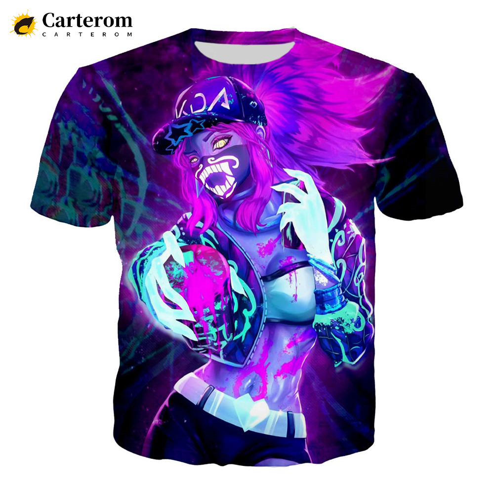 Men Women 3D Print Akali T-shirt Fashion Game League Of Legends T Shirt Casual Harajuku Style Tshirt Streetwear Tops. 