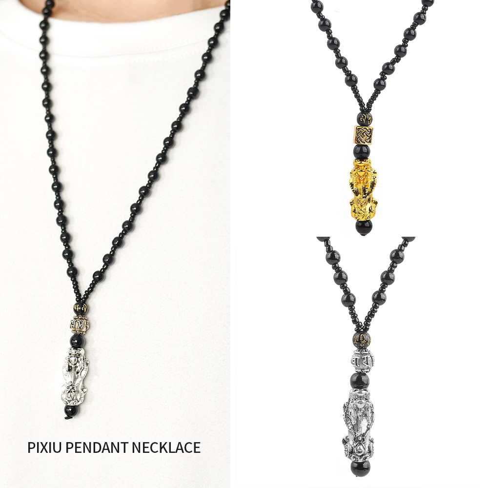Chinese Jewelry Buddhist Beads Gold Silver Plated Pendant Women Men Good Lucky 24k Gold Feng Shui Pixiu Necklace