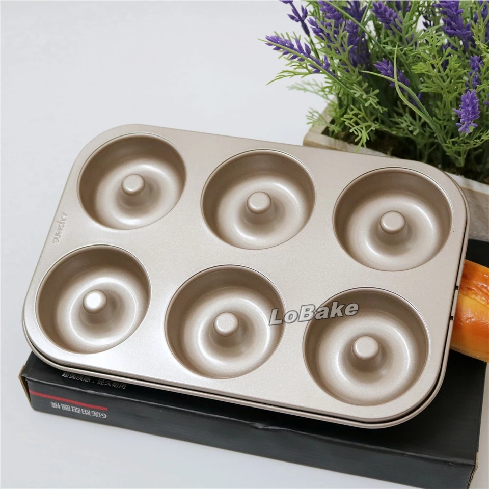 Food Carbon Steel Doughnut Mould 6 Cavities Non-Stick Safe Stainless Steel Donut Baking Pan Mini Cake Pan Doughnut Pan. 