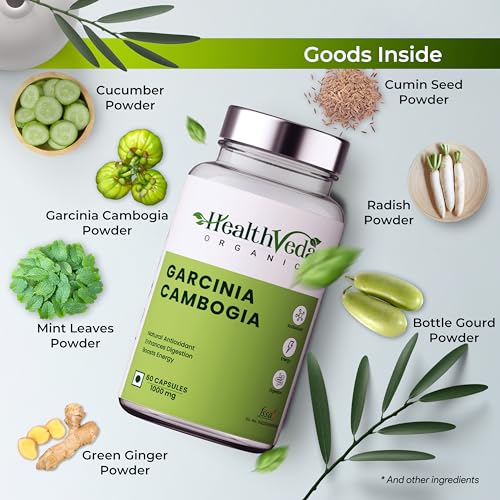 Health Veda Organics Plant Based Garcinia Cambogia Supplement 1000 mg | 60 Veg Capsules | Improves Digestion | For Both Men & Women(FROM INDIA)NUSS. 