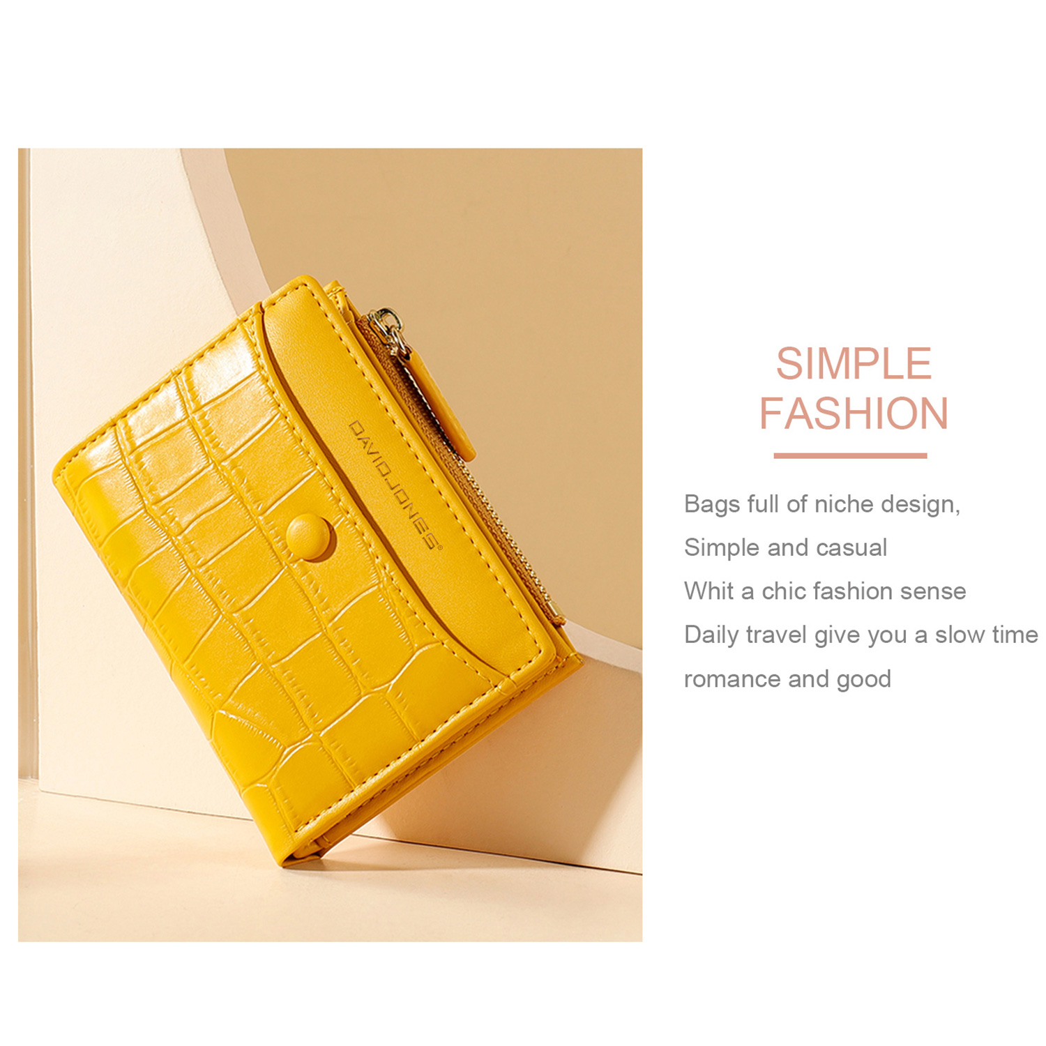 David Jones Paris Crocodile Pattern PU Leather Wallet Card Holder Organiser for Women and Gilrs. 