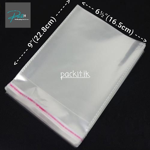 100pcs 6½*9 inches Clear Transparent Polythene Bags BOPP Bags with Selfsealing Sticker