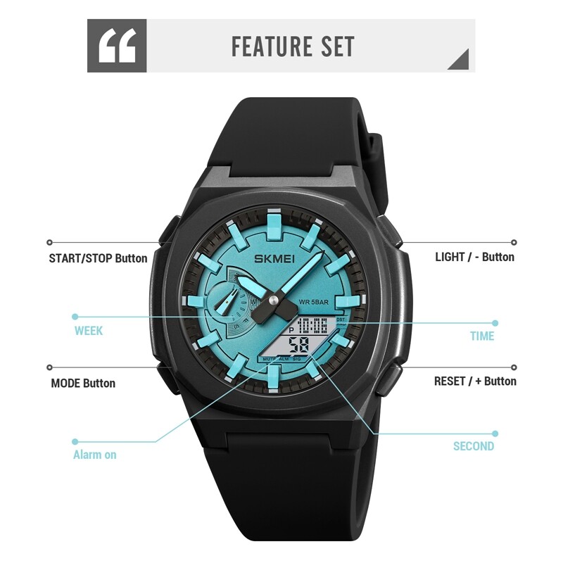 SKMEI Men Electronic Watch Duplex Watch 50 meter Waterproof Multifunctional Wristwatch Fashion Business Style For Men 2091. 