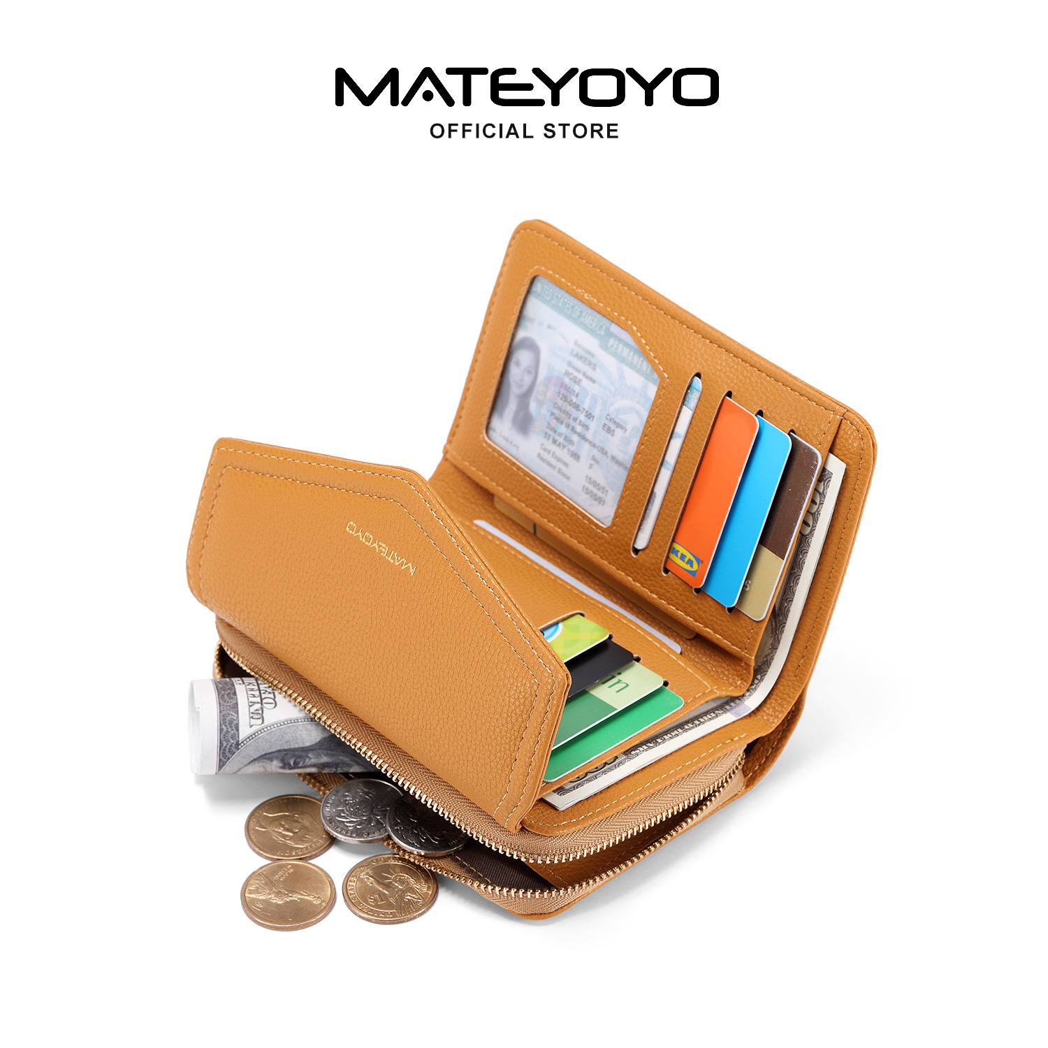 MATEYOYO Women's Wallet Simple Fashion Purse Large Capacity Money Bag Multifunctional Clutch Wallet PU Leather Card Wallet Zipper Coin Pocket. 