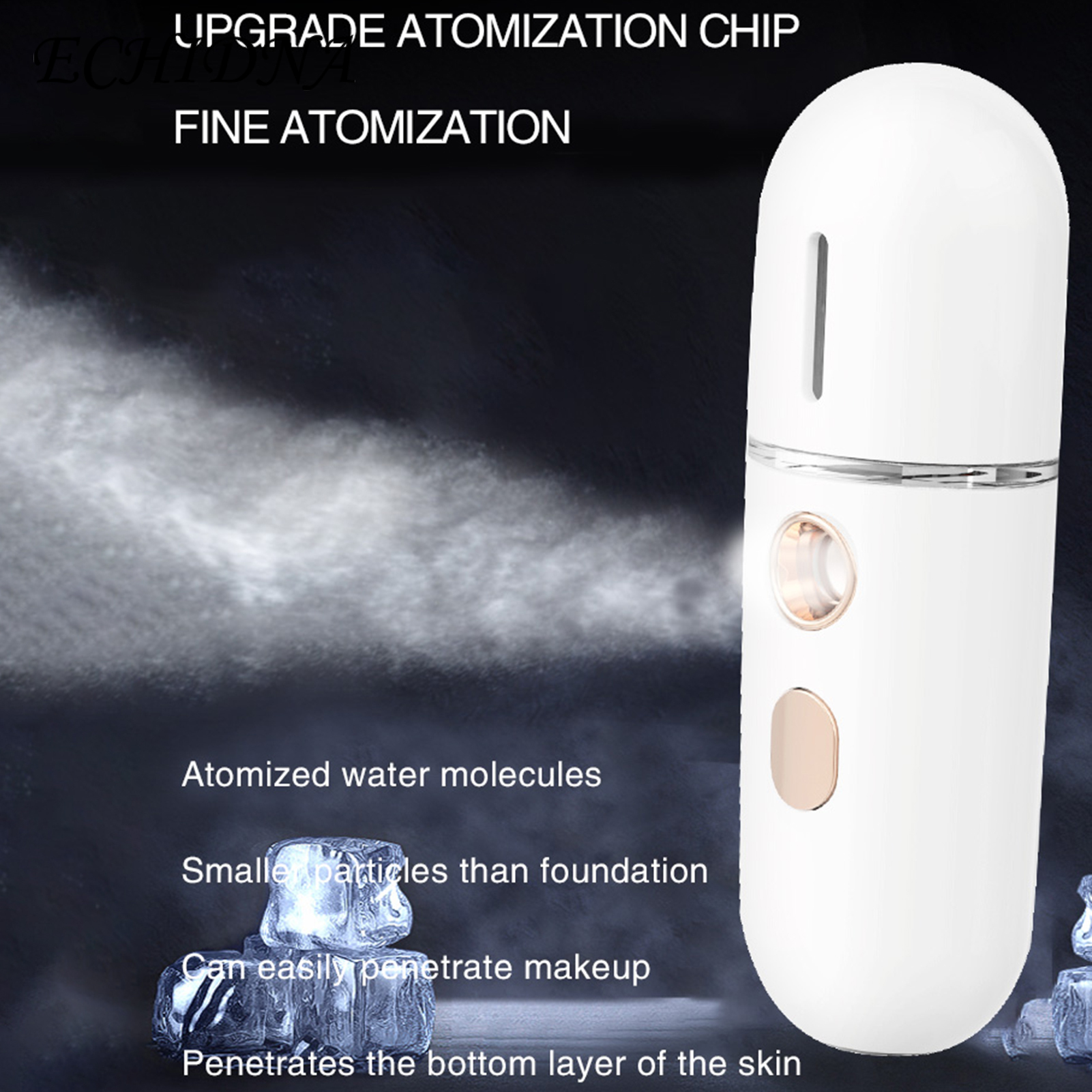 Cold Spray Face Steamer Wireless Moisturizing 180mAh USB Charging Water Mist Sprayer for Outdoor. 