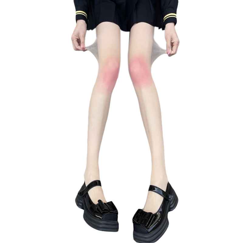 Women Ultra Thin Sheer Pantyhose Japanese Lolita Knee Pink Blushing Color Tights Drop Ship. 