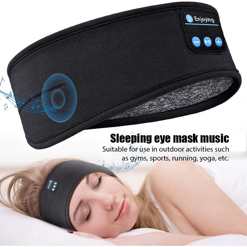 Bluetooth Headphones Sports Sleeping Headband Wireless Music Eye Mask Elastic Sweatproof Headset for Travel and Relaxation