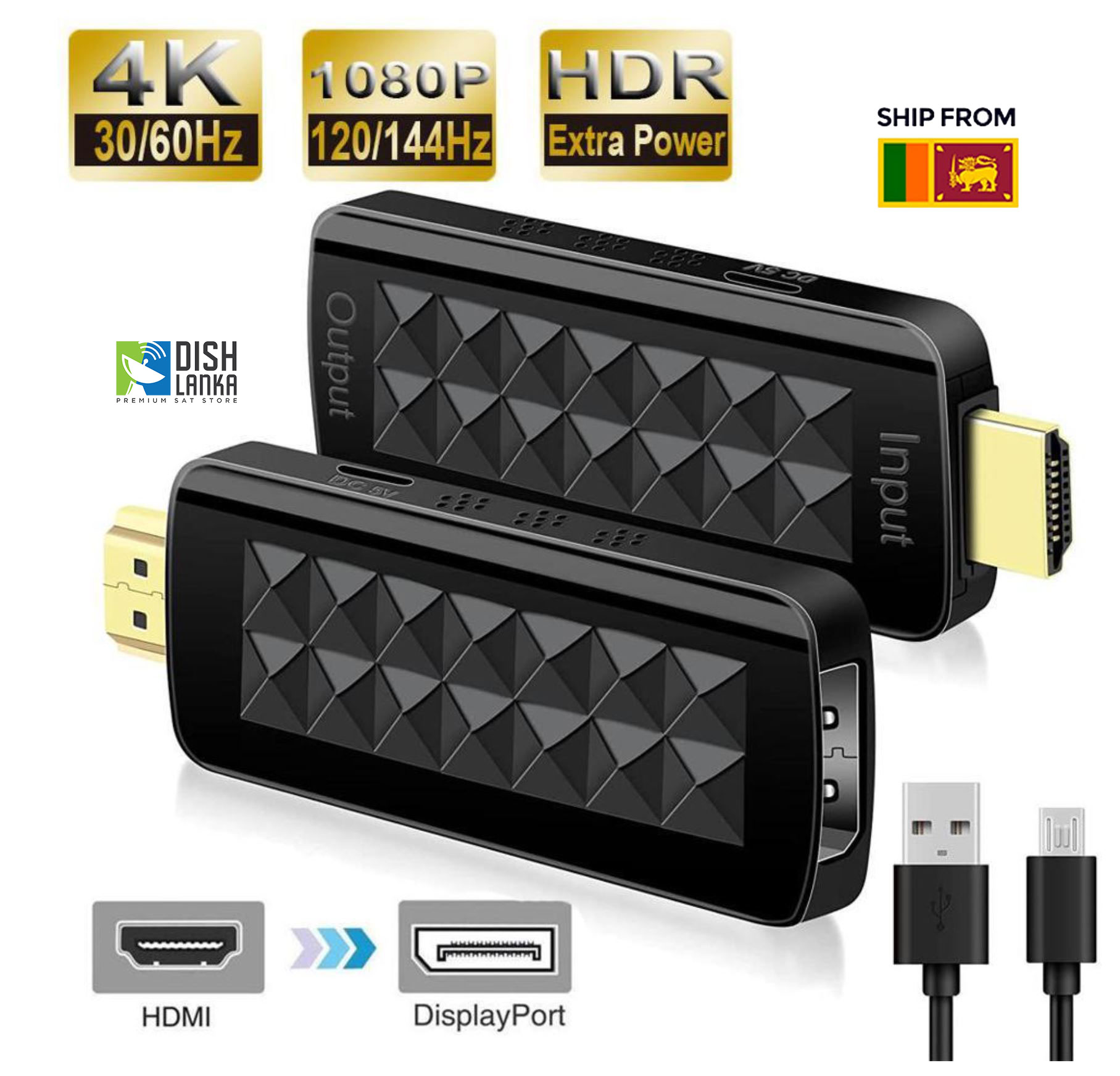 HDMI to DisplayPort Adapter 4K@60Hz, Active HDMI Male to DP Female Converter Not Bidirectional HDMI to Display Port for Monitor, PC Graphics Card, Laptop, Mac. 