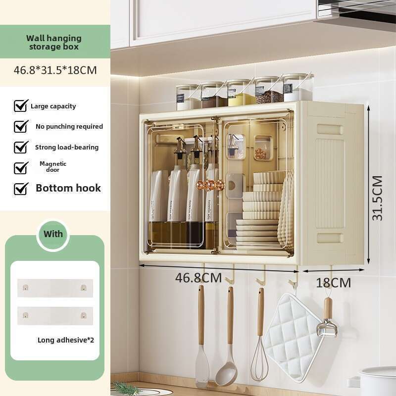 Multi Functional Kitchen Shelf Seasoning Cabinet, No Drilling, Wall Mounted Derailleur, Household Large Capacity Storage_voghion.com