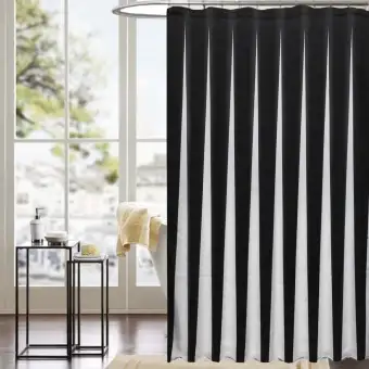 70inch Waterproof Black White Fabric Bathroom Shower Curtain Liner