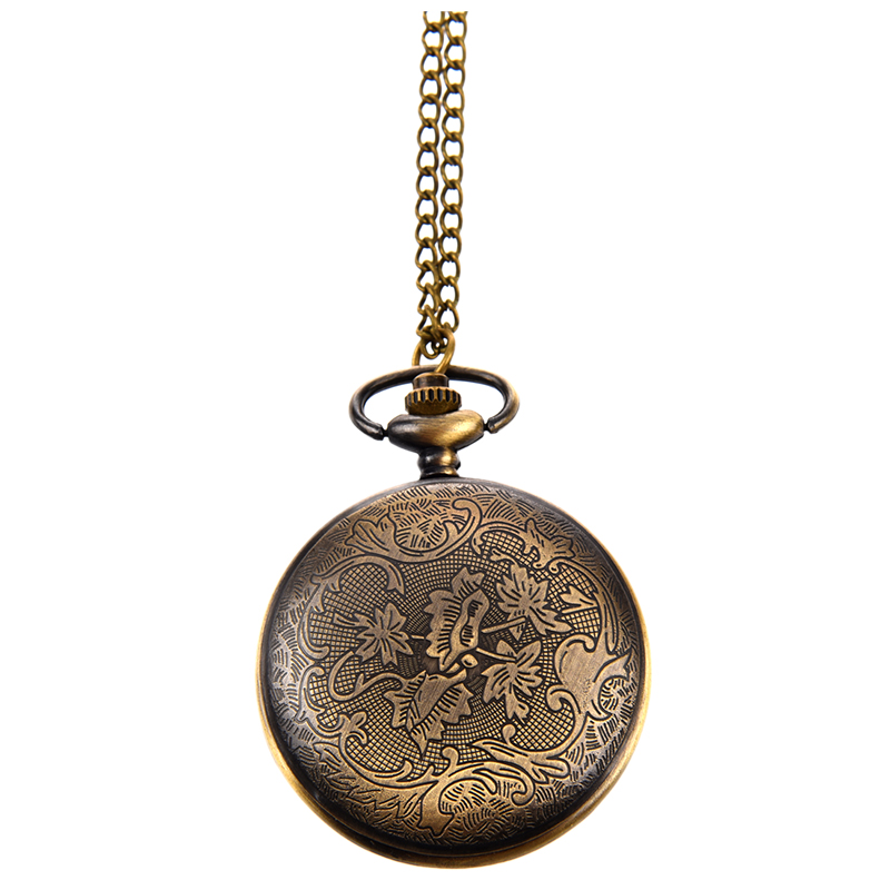 【ThinkWay】Retro Antique Bronze Spiderweb Pattern Pocket Watch Quartz Clock Necklace Pendant. 